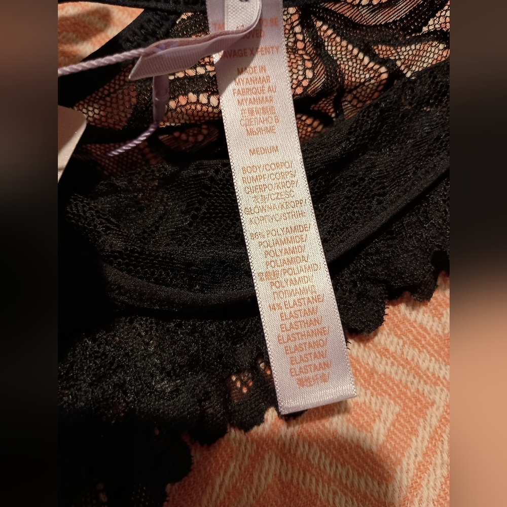 Savage X Fenty Cheeky Lace Panty, women's Medium, black - Picture 4 of 4